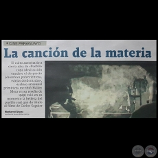 LA CANCIÓN DE LA MATERIA - Cine paraguayo - Por MONTSERRAT ÁLVAREZ - Domingo, 01 de Octubre de 2017 